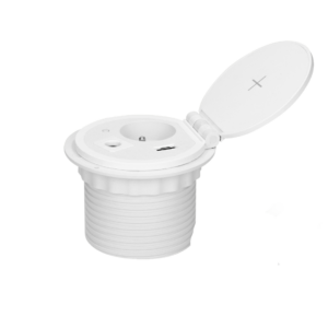 Zásuvkový modul Mini – 1x 230 V, 1x USB-C, 1xUSB-A, Qi nabíjanie